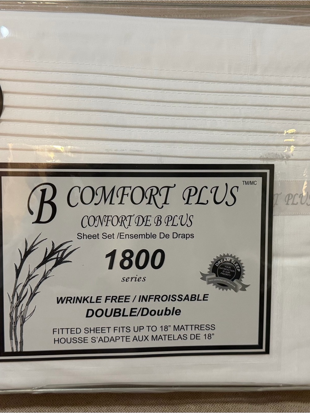 1800 Series White Double Sheet Set - Wrinkle Free